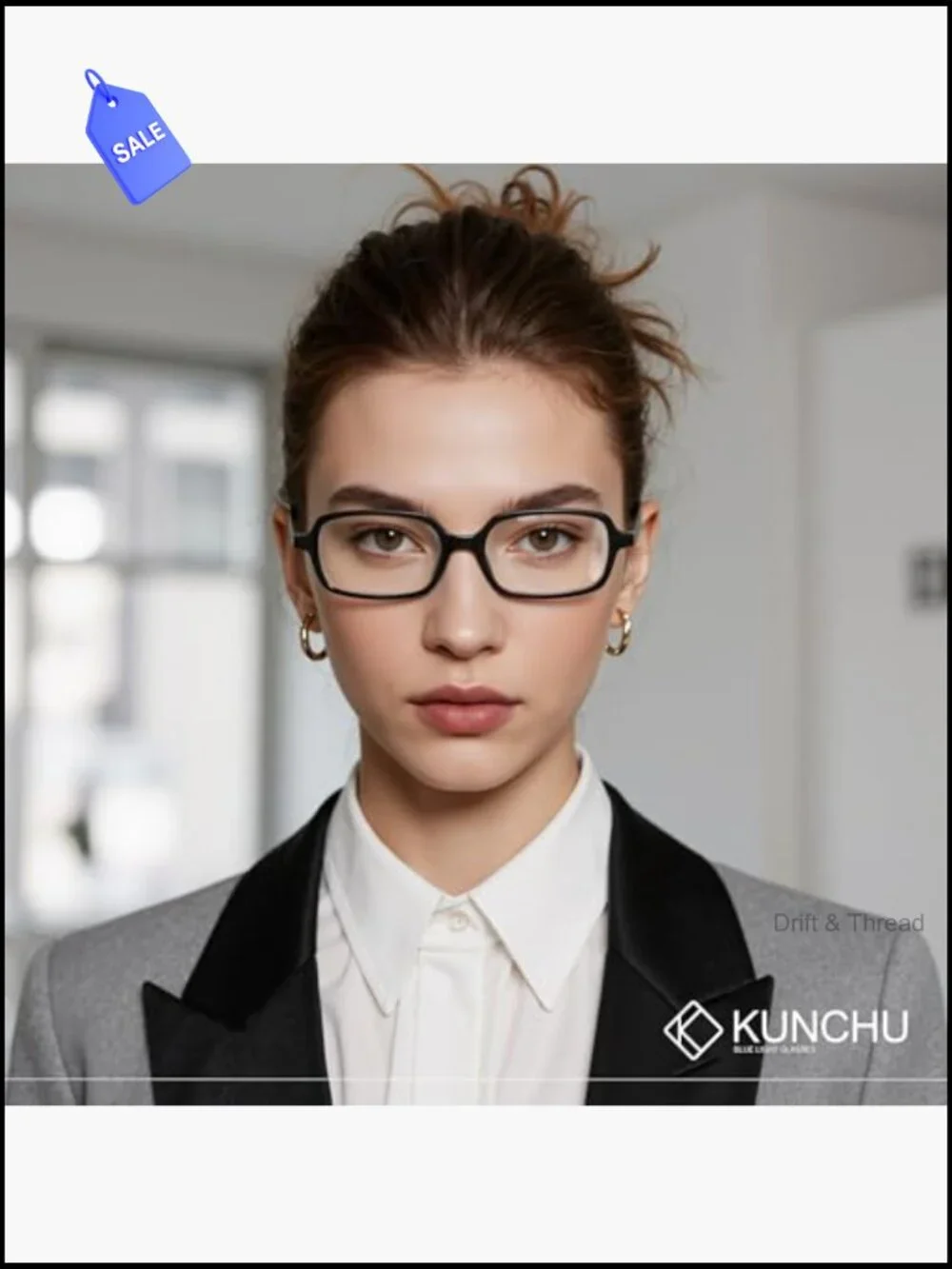 Fashion Square Blue Light Glasses for Women, Lightweight UV Blocking Computer